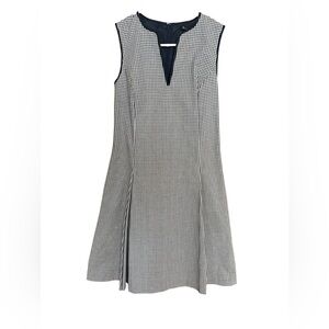 Brooks Brothers Navy and White Gingham Midi Dress